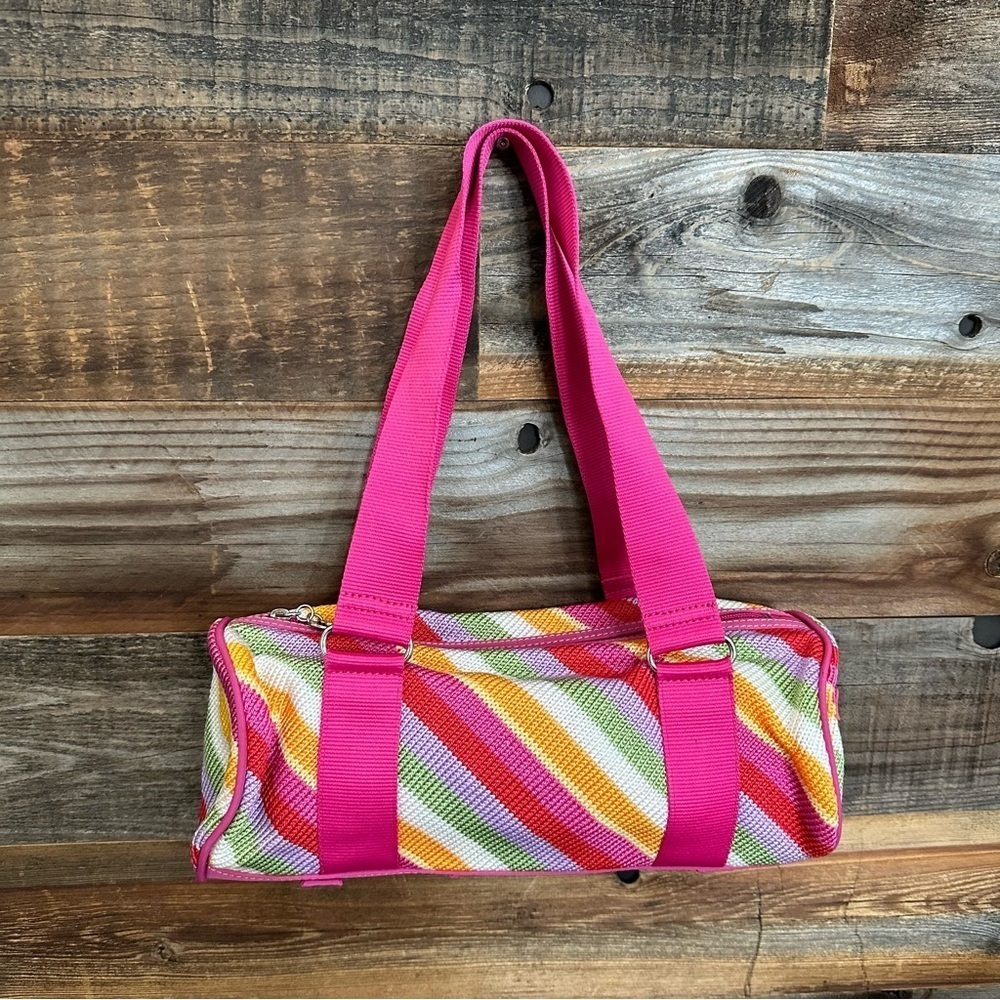 The Sak Rainbow Colors Knit Woven Pink Purse Hand Bag 10 Year Anniversary